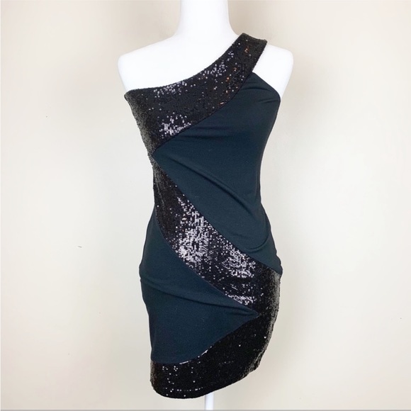 Josh Brody NWT One Shoulder Sequin Bodycon Sexy Hoco NYE Party Cocktail Dress - Picture 1 of 4